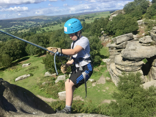 Abseiling and rock climbing experience Brimham Rocks