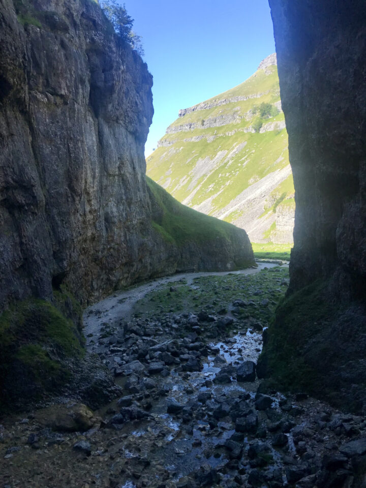Guided walk climbing Gordale Scar in the Yorkshire Dales