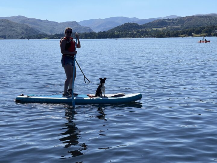 Paddle boarding with my dog Lake District